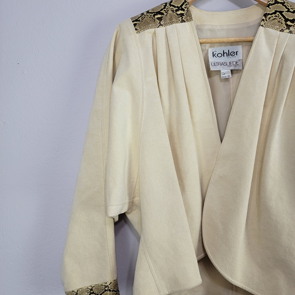 Vintage Kohler UltraSuede Snakeskin Trim Open Jacket Size 10 Union USA - Picture 10 of 15